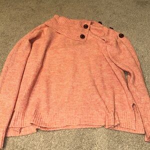 Cozy Pink Button-Detail Sweater